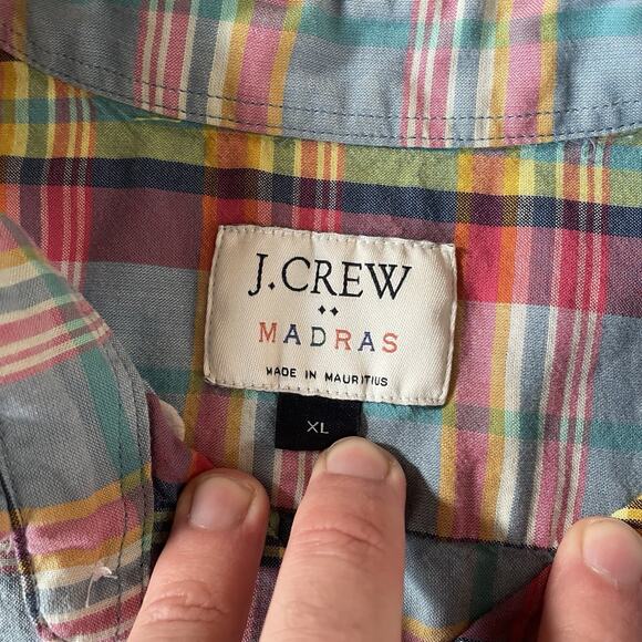 J.Crew Madras Men's XL Plaid Long Sleeve Casual Button Down Shirt - Multicolor - Picture 3 of 9